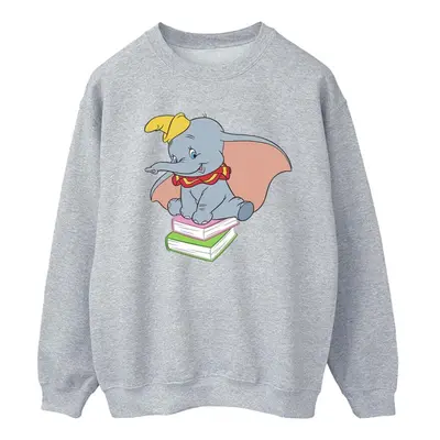 (XL, Sports Grey) Disney Womens/Ladies Dumbo Sitting On Books Sweatshirt