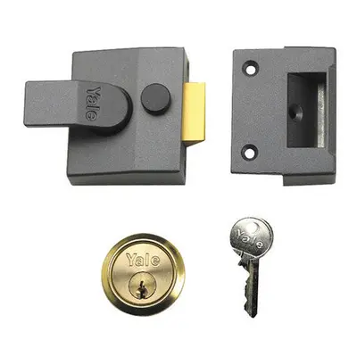 Yale P-85-DMG-PB-40 Deadlocking Nightlatch 40mm Brass Cylinder Grey Case Pre Packed