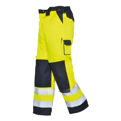 (XXL R, Yellow/Navy) Portwest Mens Lyon Contrast Hi-Vis Work Trousers