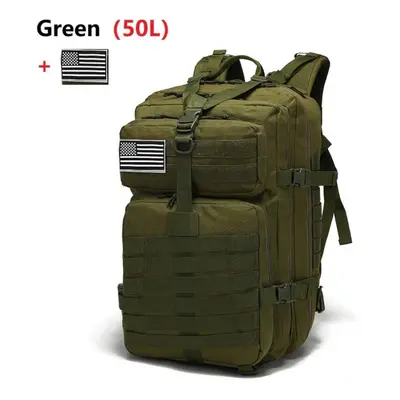 (green, 50L) 25l/50l Waterproof Backpack Outdoor Rucksacks Tactical Sports Camping Hiking Trekki