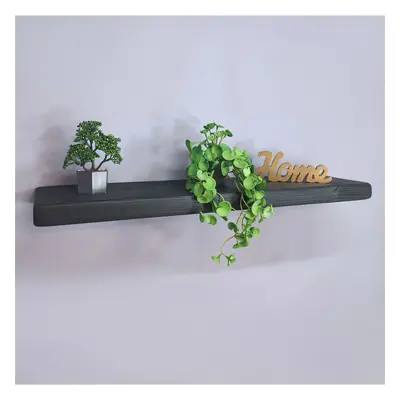 (140cm) Handmade Wooden Rustic Floating Shelf 145mm Black Ash