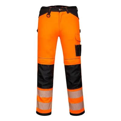 (48R, Orange/Black) Portwest Mens PW3 Hi-Vis Lightweight Stretch Safety Work Trousers