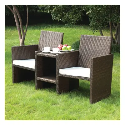 New Luxury Dark Brown Tete A Tete Rattan Comfortable Seater Companion Set G-0240