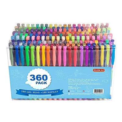 360 Pack Gel Pens Set, Shuttle Art Colours Gel Pen Set and Colour Refills Perfect for Adult Colo