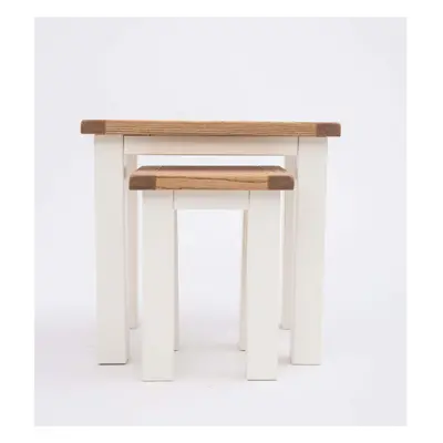 Nest of Tables Off White Painted Wooden Living Room Furniture Side Coffee Unit