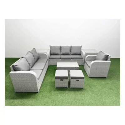 Fimous Seater Poly Rattan Outdoor Garden Furniture Sofa Set Patio Seater Sofa Reclining Chair Se