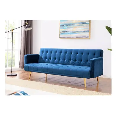 (Blue) Plush Velvet Sofa Bed In Various Colours