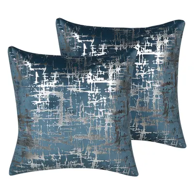 Set of Cushions Abstract Pattern GARDENIA Velvet x cm Blue