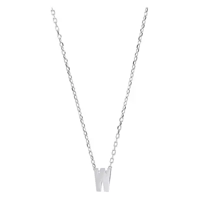 Jewelco London Ladies Sterling Silver Letter W Initial Pendant Necklace inch - GIN4W