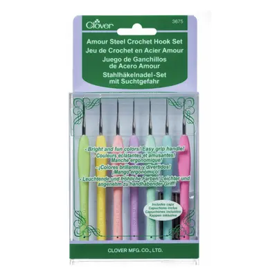 Clover Amour Steel Crochet Hook Set, Metal, Assorted.