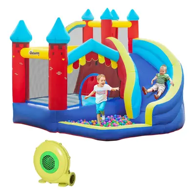 Outsunny Kids Bouncy Castle w/ Slide, Pool, Trampoline, Climbing Wall, Blower