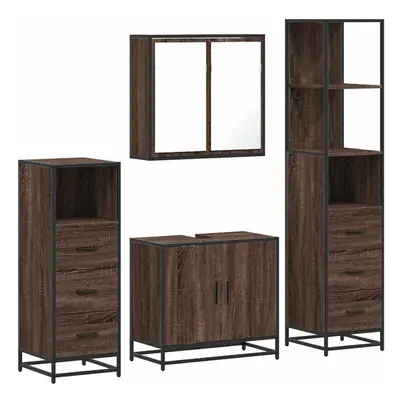 (brown oak) vidaXL 4ÃÂ Piece Bathroom Furniture SetÃÂ Sonoma Oak Engineered Wood