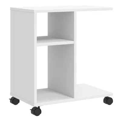 (White) vidaXL Side Table with Wheels Hallway End Table Coffee Table Engineered Wood