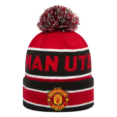 New Era Manchester United Man UTD Football Striped Beanie Bobble Hat - Red