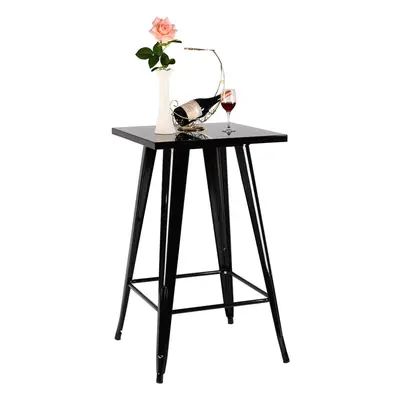 Industrial High Bar Table with Gloss Metal Legs and Top