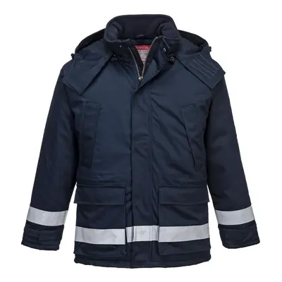 (L, Navy) Portwest Mens Flame Resistant Anti-Static Winter Padded Jacket