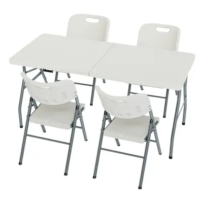 (4 Chairs) Indoor Outdoor Folding Table 5ft & Folding Chairs