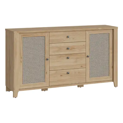 Cestino door Drawer Sideboard in Jackson Hickory Oak and Rattan Effect