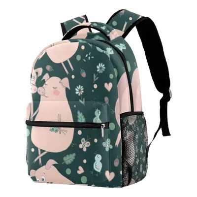 Lightweight Laptop Daypack Happy Pig Backpack College Schoolbag Travel Casual Rucksack for Women