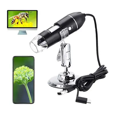 USB digital microscope,Type C micro usb in handheld 50X-1600X magnification, OTG adapter and end