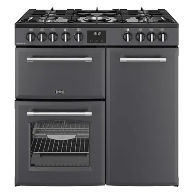 Belling Farmhouse 90DF 90cm Dual Fuel Range Cooker with Ovens & Burners - Anthracite, A/A Energy