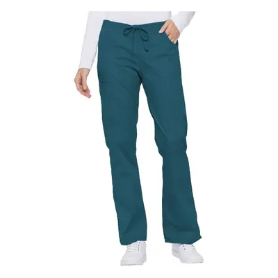 Dickies Womens Signature Mid Rise Drawstring Scrubs cargo Pant, caribbean Blue, X-Small Petite