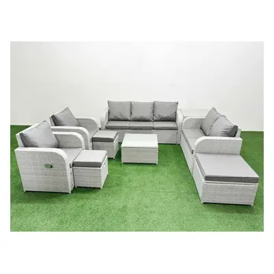 Fimous PE Rattan Garden Furniture Set Adjustable Chair Sofa Double Love Seat Seater Sofa Lounge 