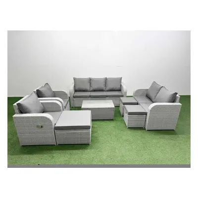 Fimous PE Rattan Garden Furniture Set Adjustable Chair Sofa Double Love Seat Seater Sofa Lounge 