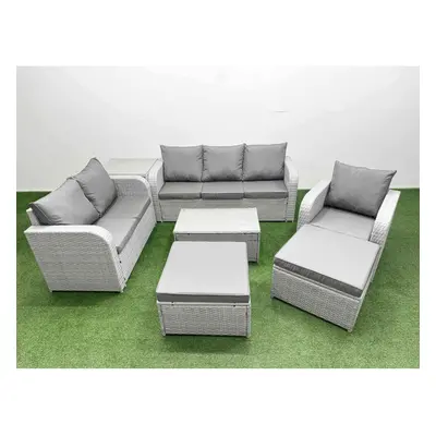 Fimous Patio PE Wicker Seater Outdoor Rattan Furniture Sofa Sets with Rectangular Coffee Table S