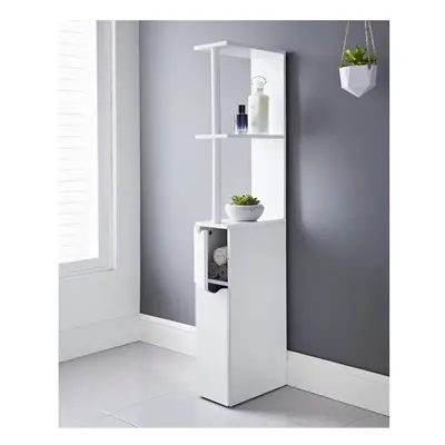 White Bathroom Storage Cabinet Tall Narrow Cupboard Free Standing Furniture Unit G-0497