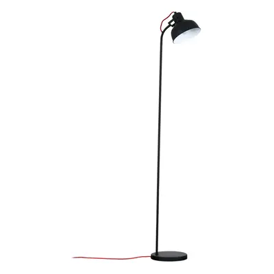 Retro Style Matt Black Metal Curved Design Floor Lamp - Complete with a 4w LED Golfball Bulb [30