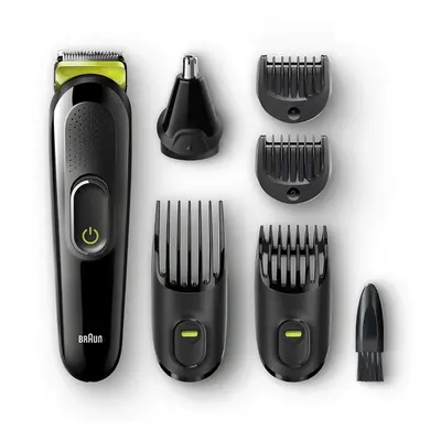 Braun 6-in-1 Beard Trimmer & Hair Clipper?German Design?Black/Volt Green?MGK3021