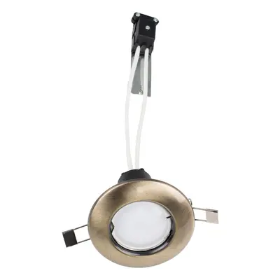 6 x Modern Antique Brass Recessed GU10 Ceiling Downlight Fitting - Complete with x 5w GU10 LED B