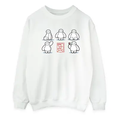 (L, White) Disney Mens Big Hero Baymax Many Poses Sweatshirt