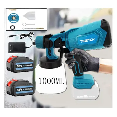 1000ML Cordless Paint Sprayer +2x5.5A Battery+Charger-MakitaCompatible