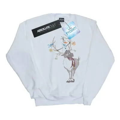 (L, White) Disney Womens/Ladies Frozen Sven And Olaf Christmas Ornaments Sweatshirt