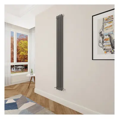 (1800x200mm Column) Designer cast iron radiator anthracite all sizes