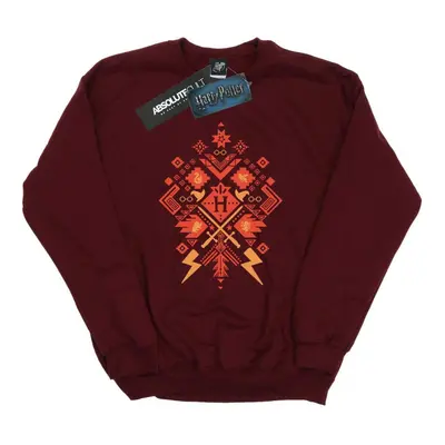 (S, Burgundy) Harry Potter Mens Christmas Fair Isle Sweatshirt