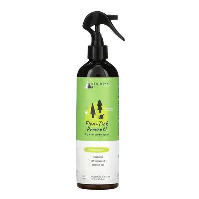 Kin+Kind, Flea + Tick Prevent, Dog + Cat Protect Spray, Lemongrass