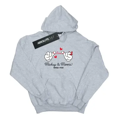 (S, Sports Grey) Disney Womens/Ladies Mickey Mouse Love Hands Hoodie