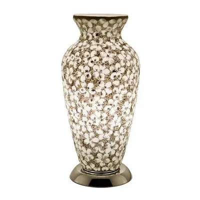 Mosaic Glass Vase Lamp - White Flower