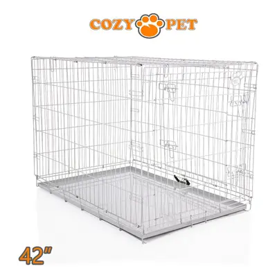 Dog Cage 42'' Grey by Cozy Pet Puppy Crate Pen Metal Cage DC42G