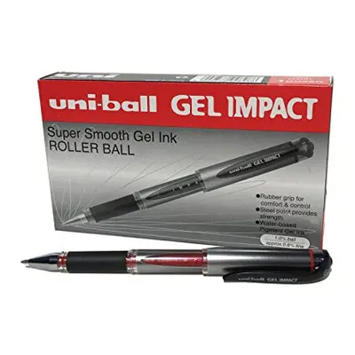 Uni-Ball UM-153S Signo Impact Gel Pens, Red Gel, 1mm Rubber Nib (Pack of 12)