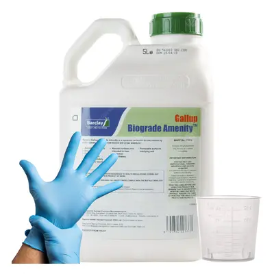 1 X 5L Gallup Biograde Very Strong Glyphosate Weedkiller + Free Cup & Gloves