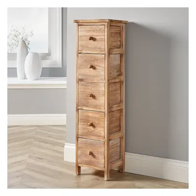 Natural Wooden Drawer Chest Tallboy Storage Unit Bedroom Organiser Storage