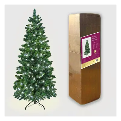 4FT/1.2M Pre Lit Slim Pine Green Tree Christmas,180 Pencil Point Tips,110 Warm White LEDs