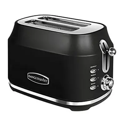 Rangemaster RMCL2S201BK Classic Black 1kW Slice Toaster with Defrost, Cancel & Reheat Functions,