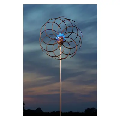 Spiro Wind Spinner Solar LED Colour Change Crackle Ball 130cm Bronze