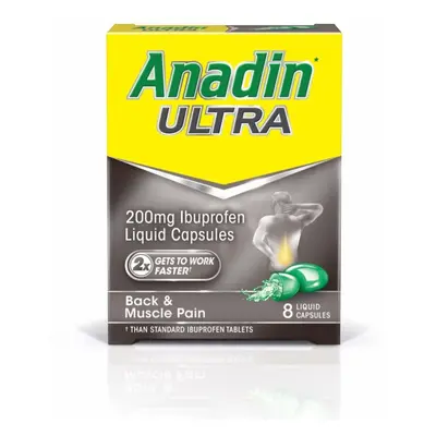 Anadin Ultra Ibuprofen Pain Relief Liquid Capsules 8s (Pack of 12)