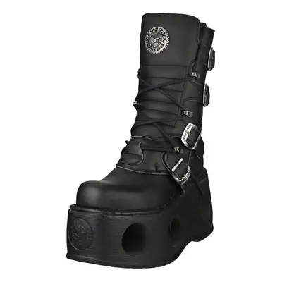 (6.5) New Rock Boot Metallic M-373-vc2 Unisex Platform Boots in Black